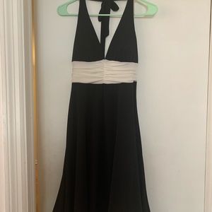 NWT- Cute Black & ivory halter dress.